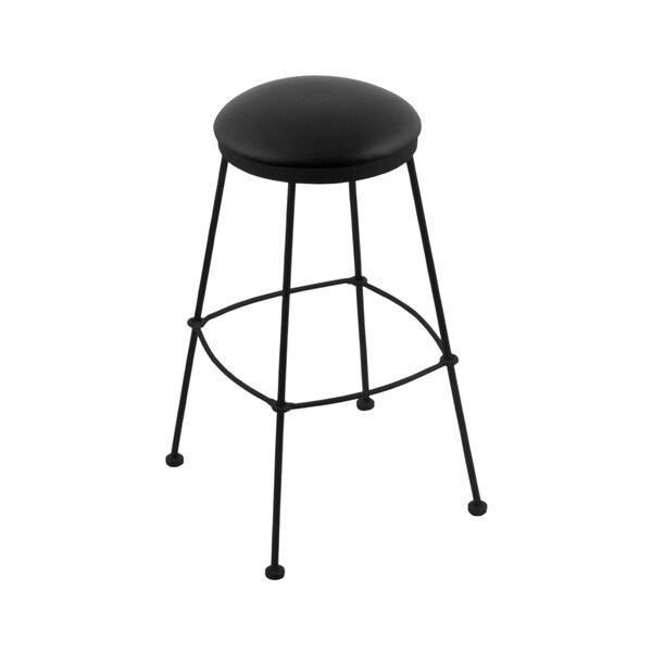 25" Stationary Counter Stool, Black Wrinkle, Black Vinyl Seat